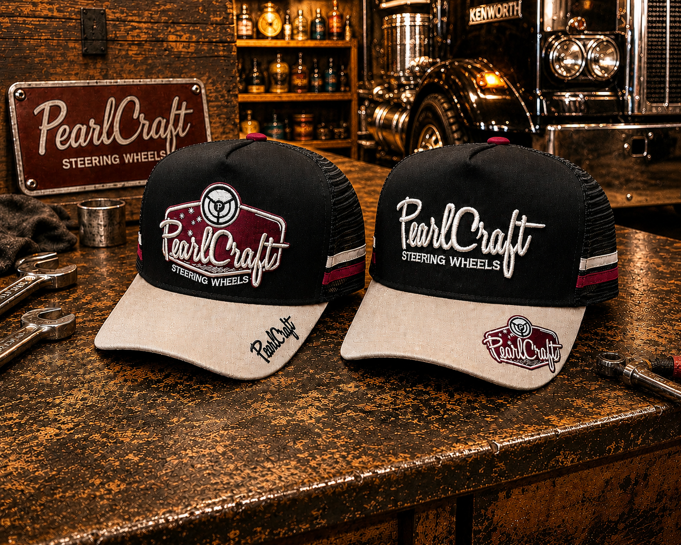 PearlCraft Trucker Cap Black & Cream